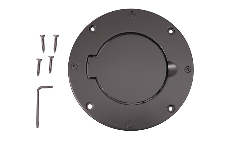 Jeep Wrangler Fuel Door Cover - Rugged Ridge - Non-locking, Billet Style - Black - `97-`06